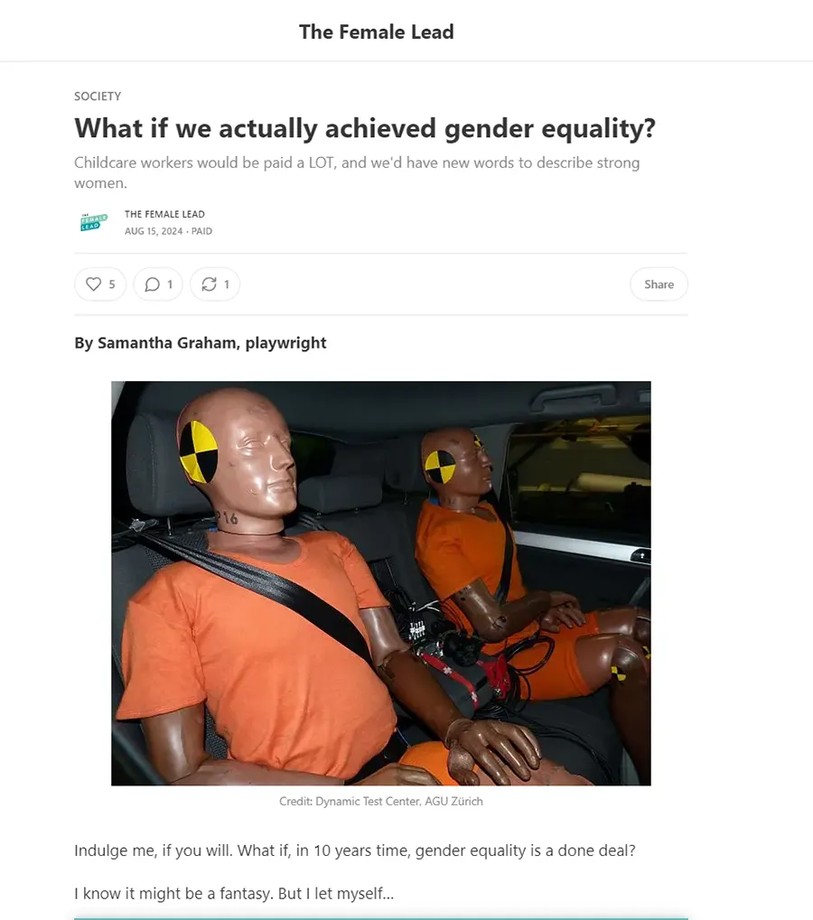 screencaputre of article what if we actually achieved gender equality 